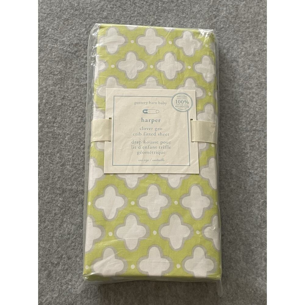 Pottery Barn Kids Organic Harper Clover Geo Fitted Crib Sheet Baby NEW